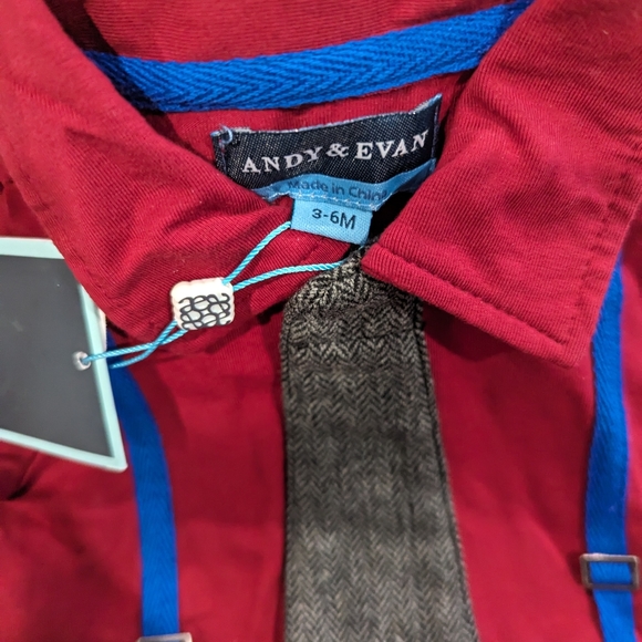 NWT Andy & Evan 3-6 Month Boy Red Bodysuit Valentine's Day Top Collared Shirt - Picture 5 of 5